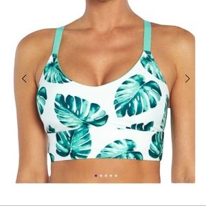WILDFOX White & Green Tropical Collins Sports Bra Size XL